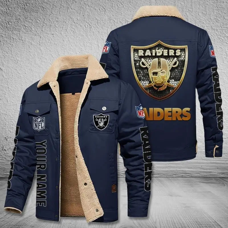 Las Vegas Raiders New Personalized Winter Fleece Bomber Jacket   AZBTWFBJ000046