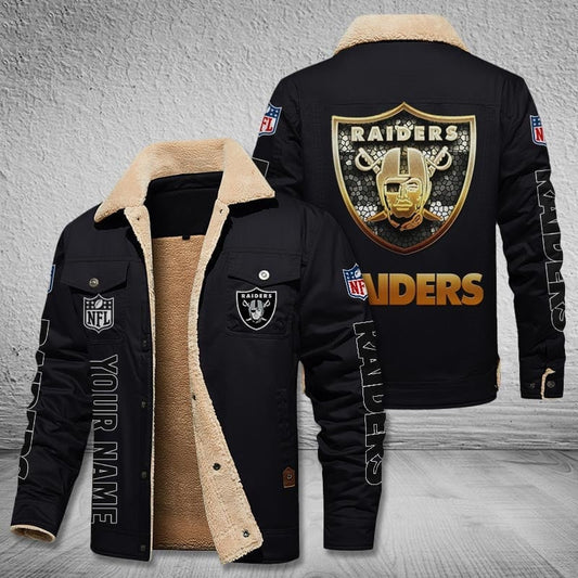 Las Vegas Raiders New Personalized Winter Fleece Bomber Jacket   AZBTWFBJ000046