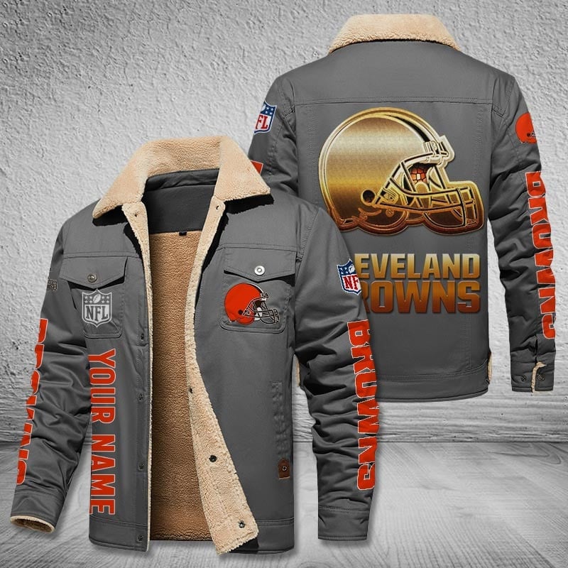 Cleveland Browns New Personalized Winter Fleece Bomber Jacket  AZBTWFBJ000039