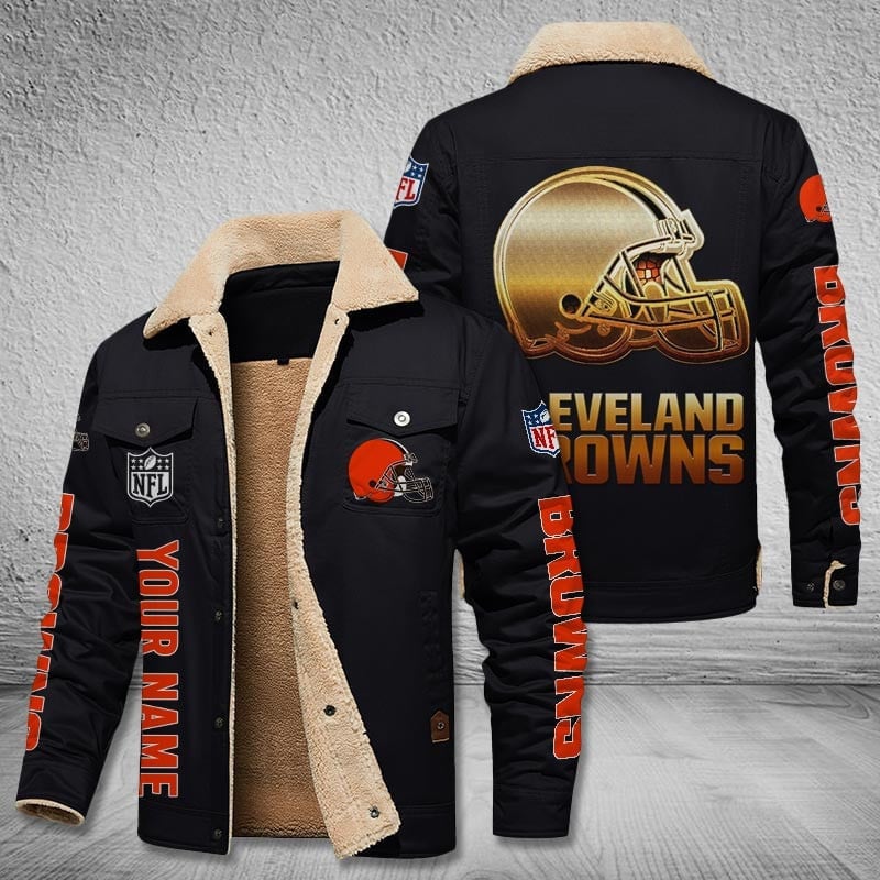 Cleveland Browns New Personalized Winter Fleece Bomber Jacket  AZBTWFBJ000039