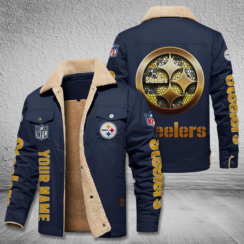 Pittsburgh Steelers New Personalized Winter Fleece Bomber Jacket  AZBTWFBJ000028