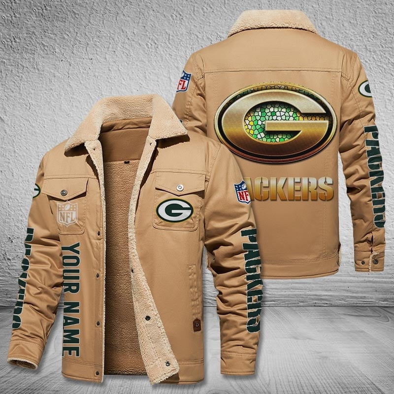 Green Bay Packers New Personalized Winter Fleece Bomber Jacket  AZBTWFBJ000031