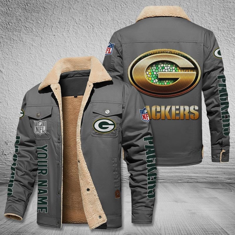 Green Bay Packers New Personalized Winter Fleece Bomber Jacket  AZBTWFBJ000031