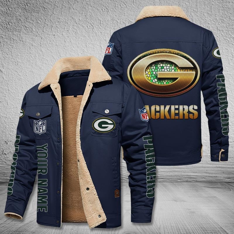 Green Bay Packers New Personalized Winter Fleece Bomber Jacket  AZBTWFBJ000031