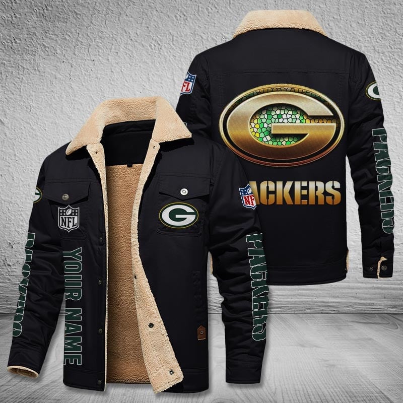 Green Bay Packers New Personalized Winter Fleece Bomber Jacket  AZBTWFBJ000031