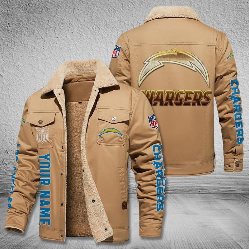 Los Angeles Chargers New Personalized Winter Fleece Bomber Jacket  AZBTWFBJ000025