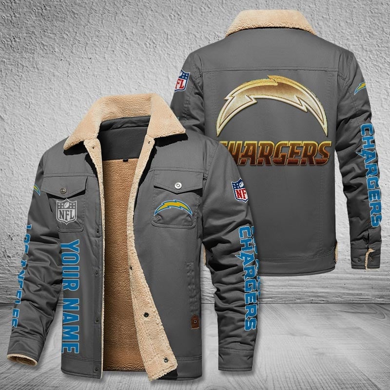 Los Angeles Chargers New Personalized Winter Fleece Bomber Jacket  AZBTWFBJ000025