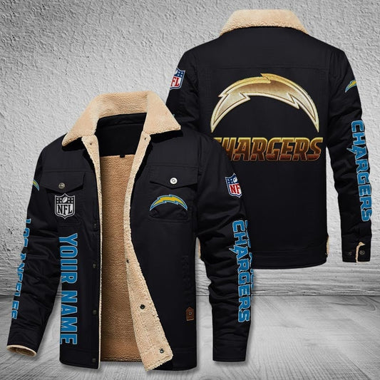 Los Angeles Chargers New Personalized Winter Fleece Bomber Jacket  AZBTWFBJ000025