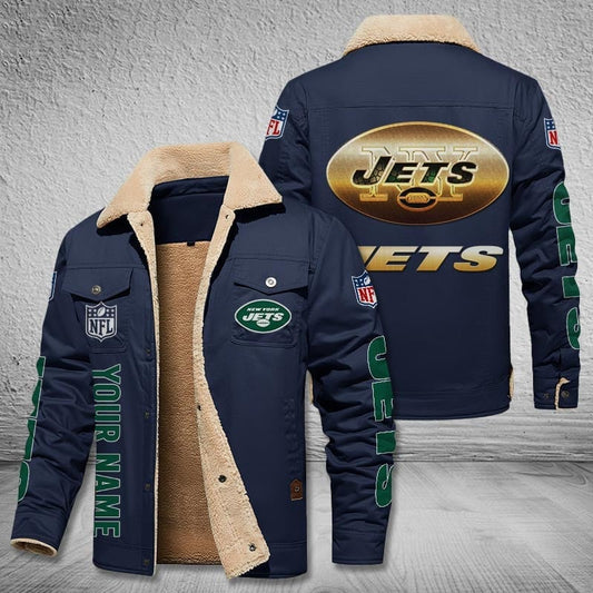 New York Jets New Personalized Winter Fleece Bomber Jacket  AZBTWFBJ000043