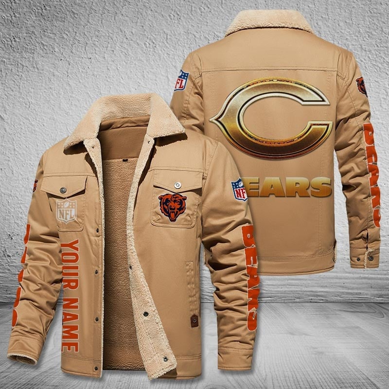 Chicago Bears New Personalized Winter Fleece Bomber Jacket  AZBTWFBJ000038