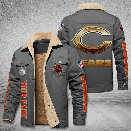 Chicago Bears New Personalized Winter Fleece Bomber Jacket  AZBTWFBJ000038