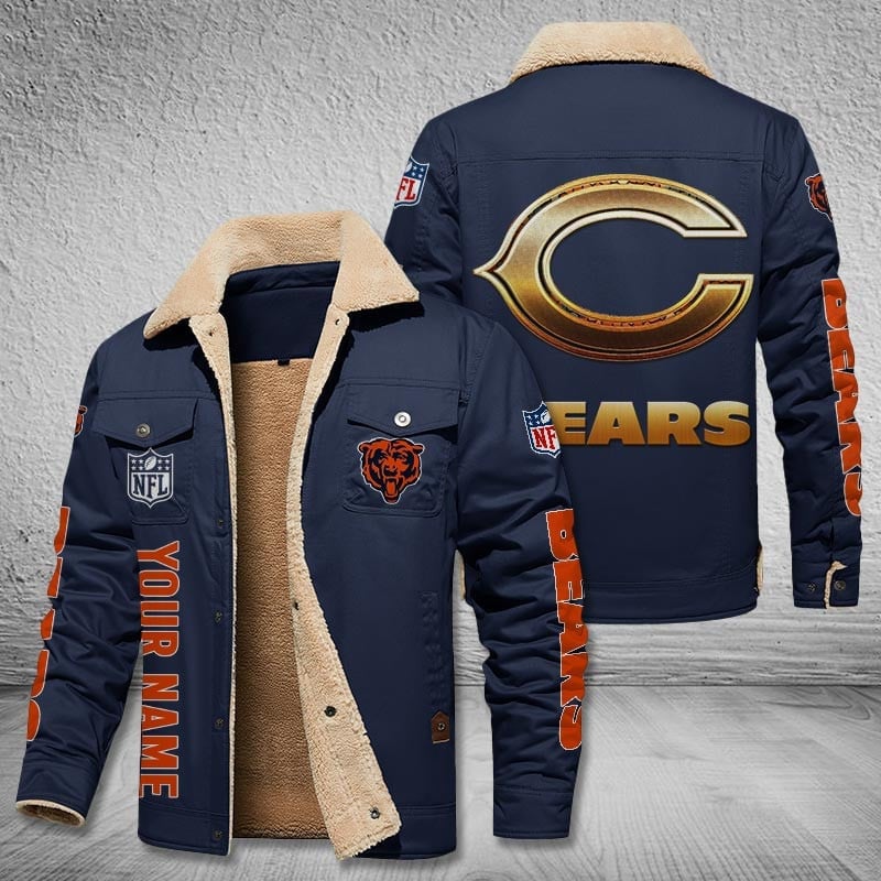 Chicago Bears New Personalized Winter Fleece Bomber Jacket  AZBTWFBJ000038