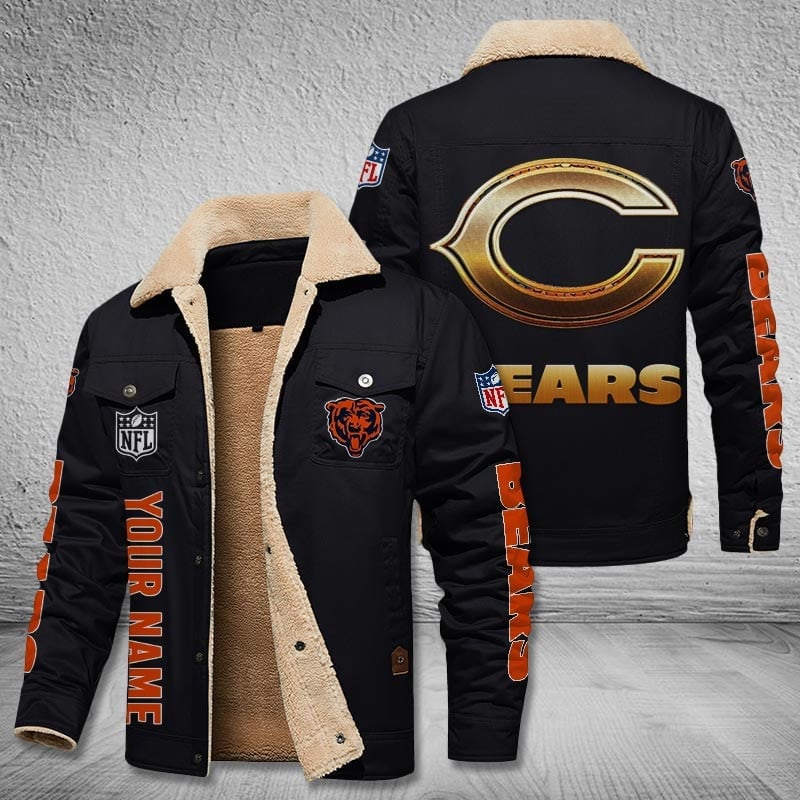 Chicago Bears New Personalized Winter Fleece Bomber Jacket  AZBTWFBJ000038