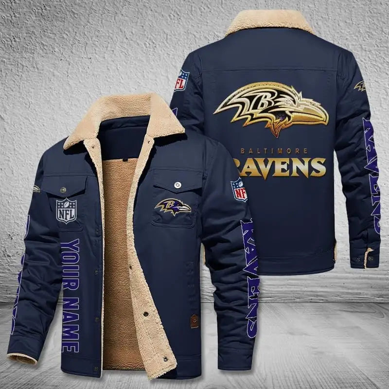 Baltimore Ravens New Personalized Winter Fleece Bomber Jacket  AZBTWFBJ000037