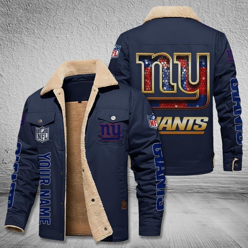 New York Giants New Personalized Winter Fleece Bomber Jacket  AZBTWFBJ000021