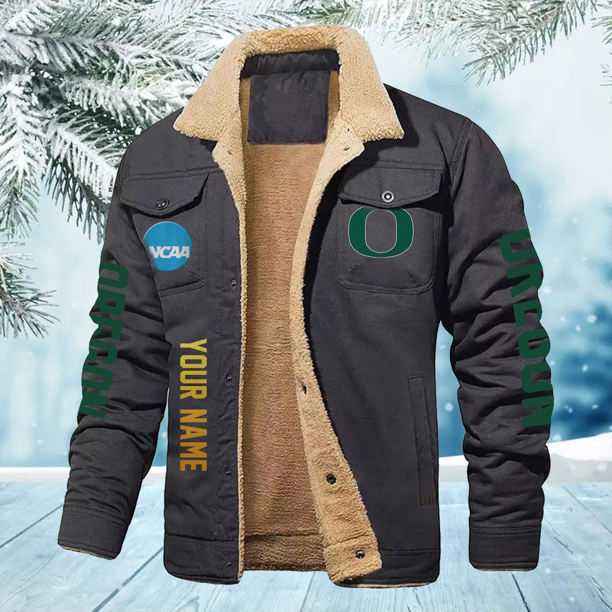 Oregon Ducks New Personalized Winter Fleece Bomber Jacket AZBTWFBJ000004