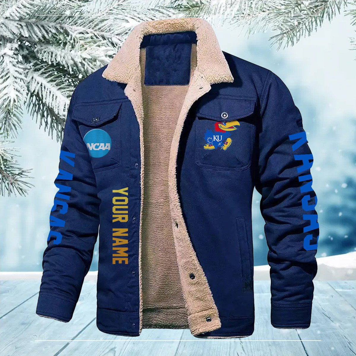 Kansas Jayhawks New Personalized Winter Fleece Bomber Jacket AZBTWFBJ000001