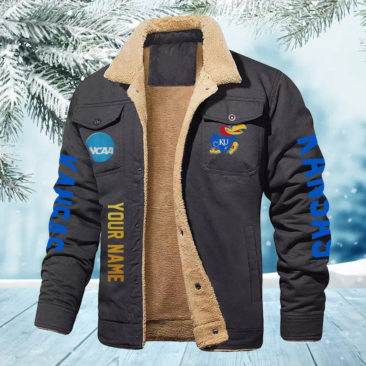 Kansas Jayhawks New Personalized Winter Fleece Bomber Jacket AZBTWFBJ000001