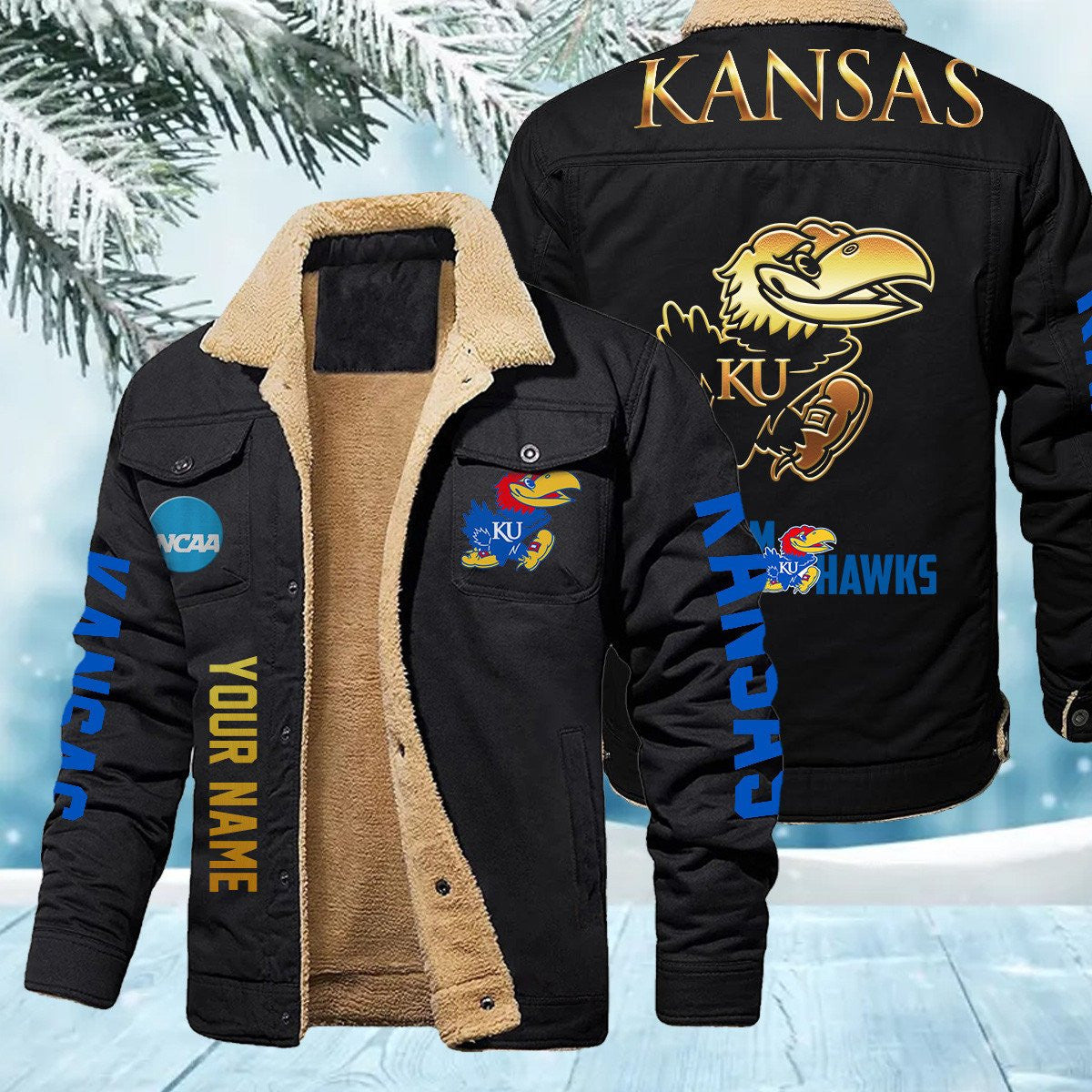 Kansas Jayhawks New Personalized Winter Fleece Bomber Jacket AZBTWFBJ000001