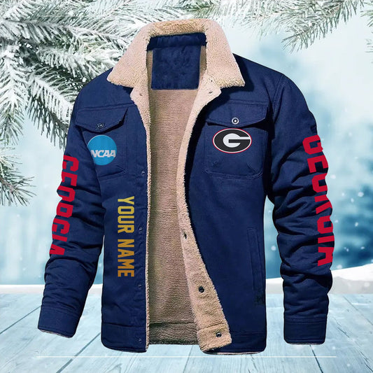 Georgia Bulldogs New Personalized Winter Fleece Bomber Jacket AZBTWFBJ000018