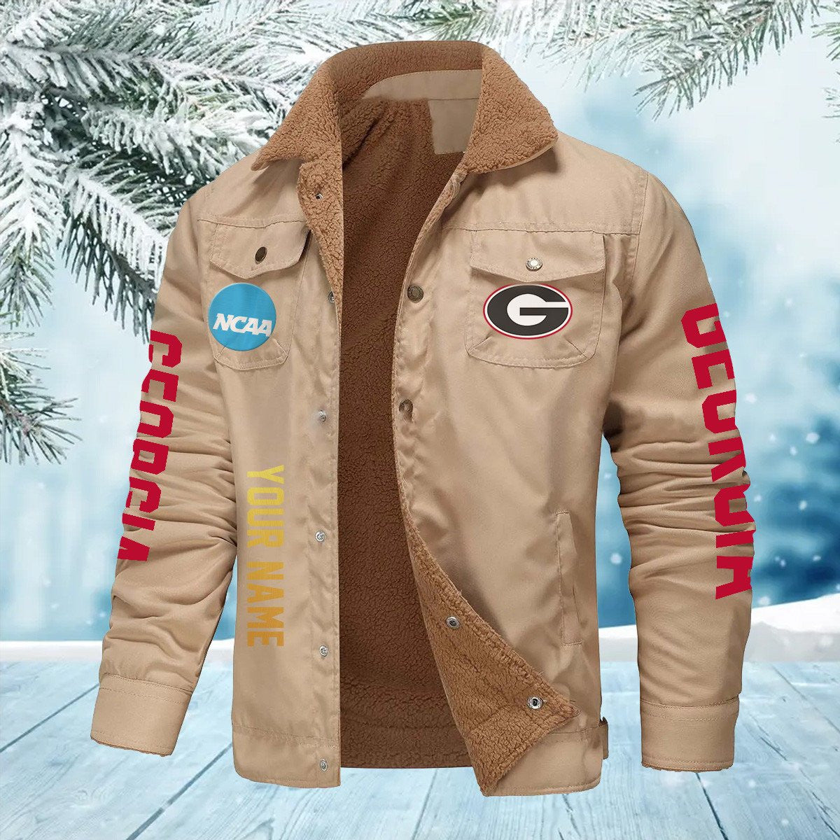Georgia Bulldogs New Personalized Winter Fleece Bomber Jacket AZBTWFBJ000018