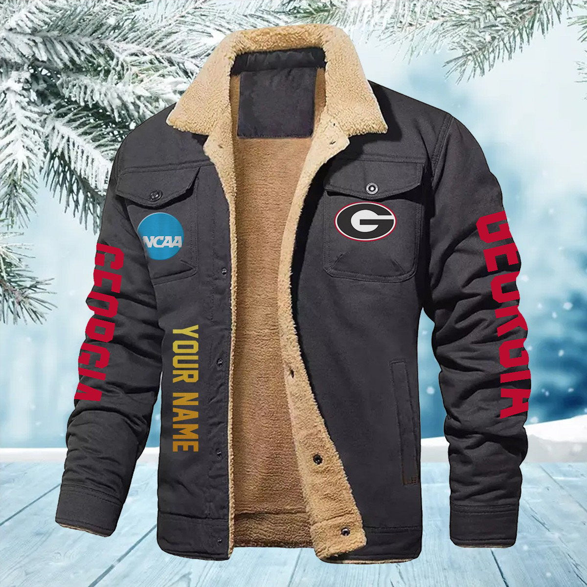 Georgia Bulldogs New Personalized Winter Fleece Bomber Jacket AZBTWFBJ000018