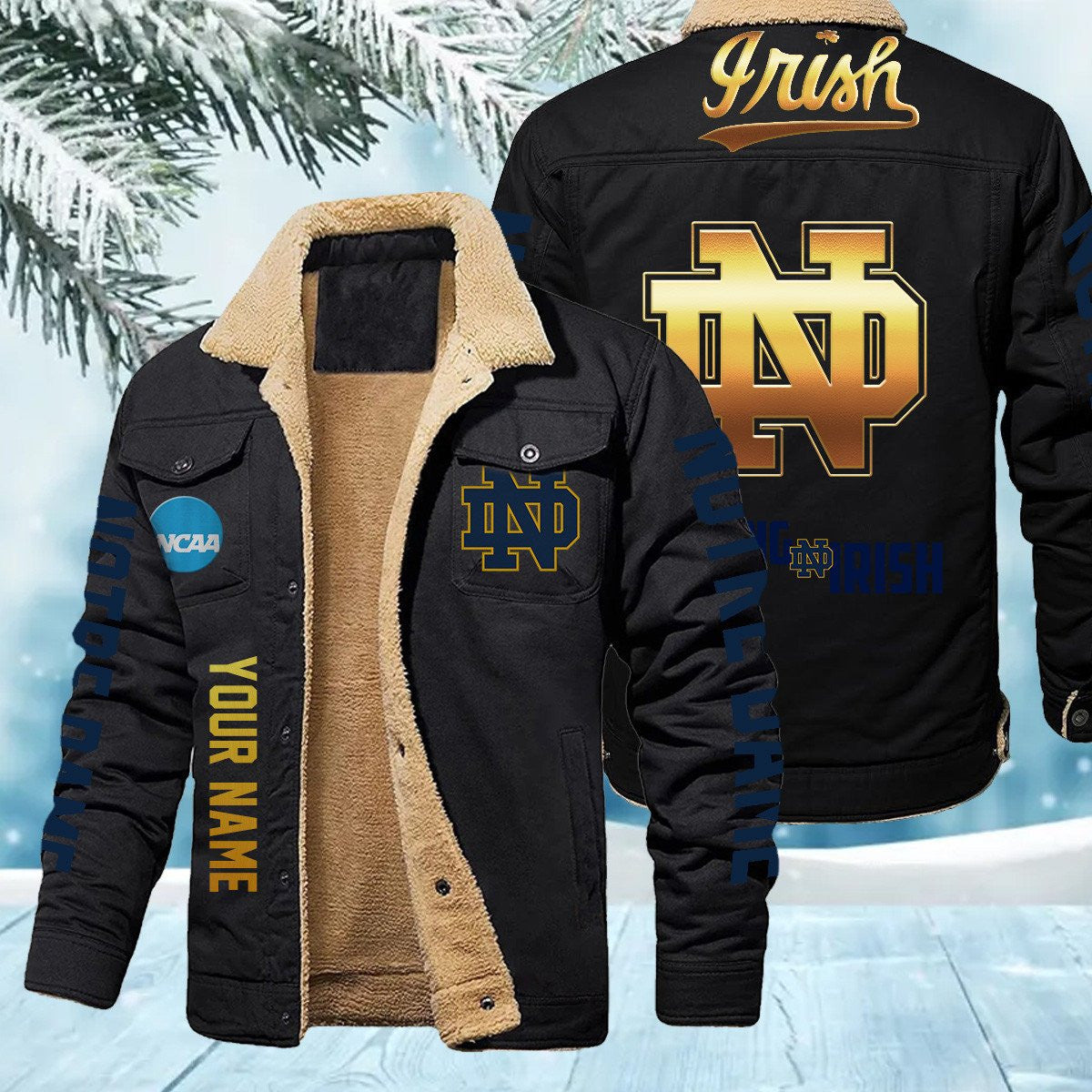 Notre Dame Fighting Irish New Personalized Winter Fleece Bomber Jacket AZBTWFBJ000006