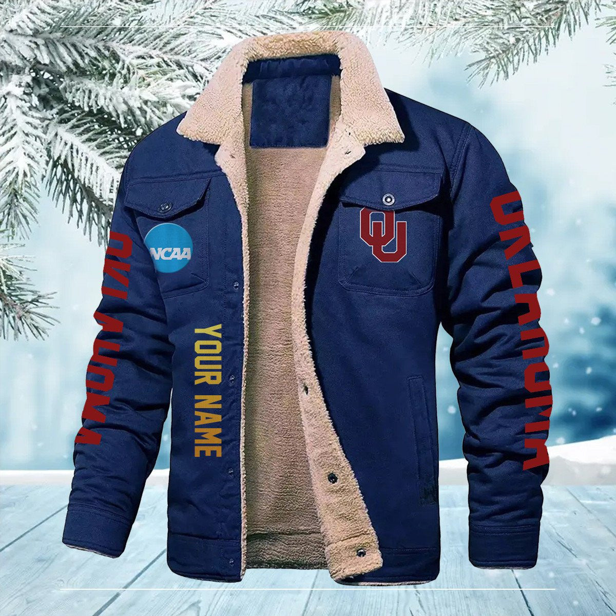 Oklahoma Sooners New Personalized Winter Fleece Bomber Jacket AZBTWFBJ000005