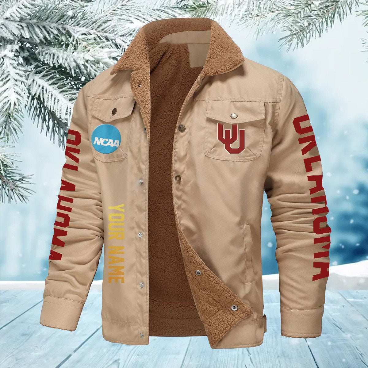 Oklahoma Sooners New Personalized Winter Fleece Bomber Jacket AZBTWFBJ000005