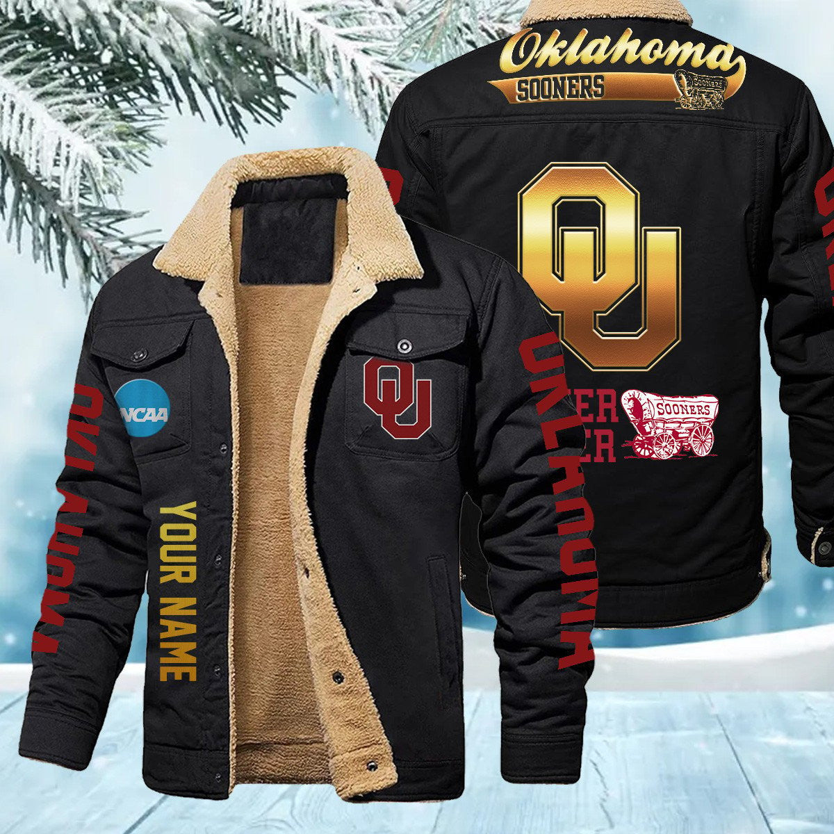 Oklahoma Sooners New Personalized Winter Fleece Bomber Jacket AZBTWFBJ000005