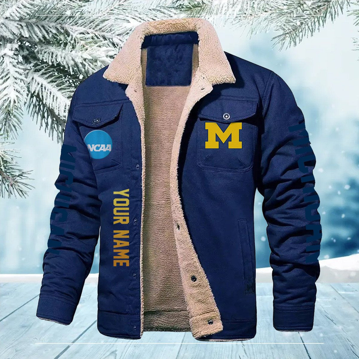 Michigan Wolverines New Personalized Winter Fleece Bomber Jacket AZBTWFBJ000015