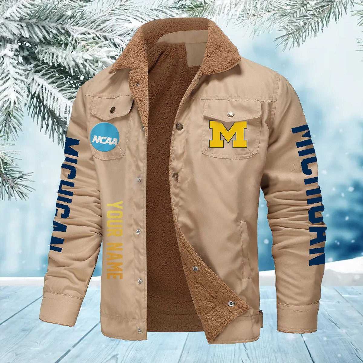Michigan Wolverines New Personalized Winter Fleece Bomber Jacket AZBTWFBJ000015