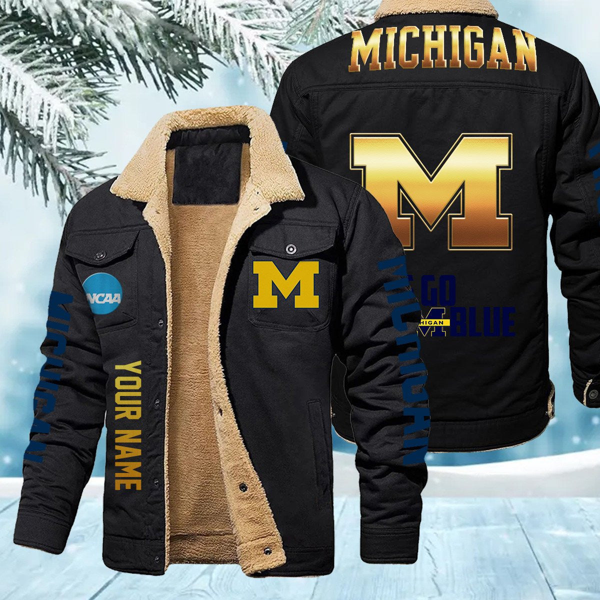 Michigan Wolverines New Personalized Winter Fleece Bomber Jacket AZBTWFBJ000015