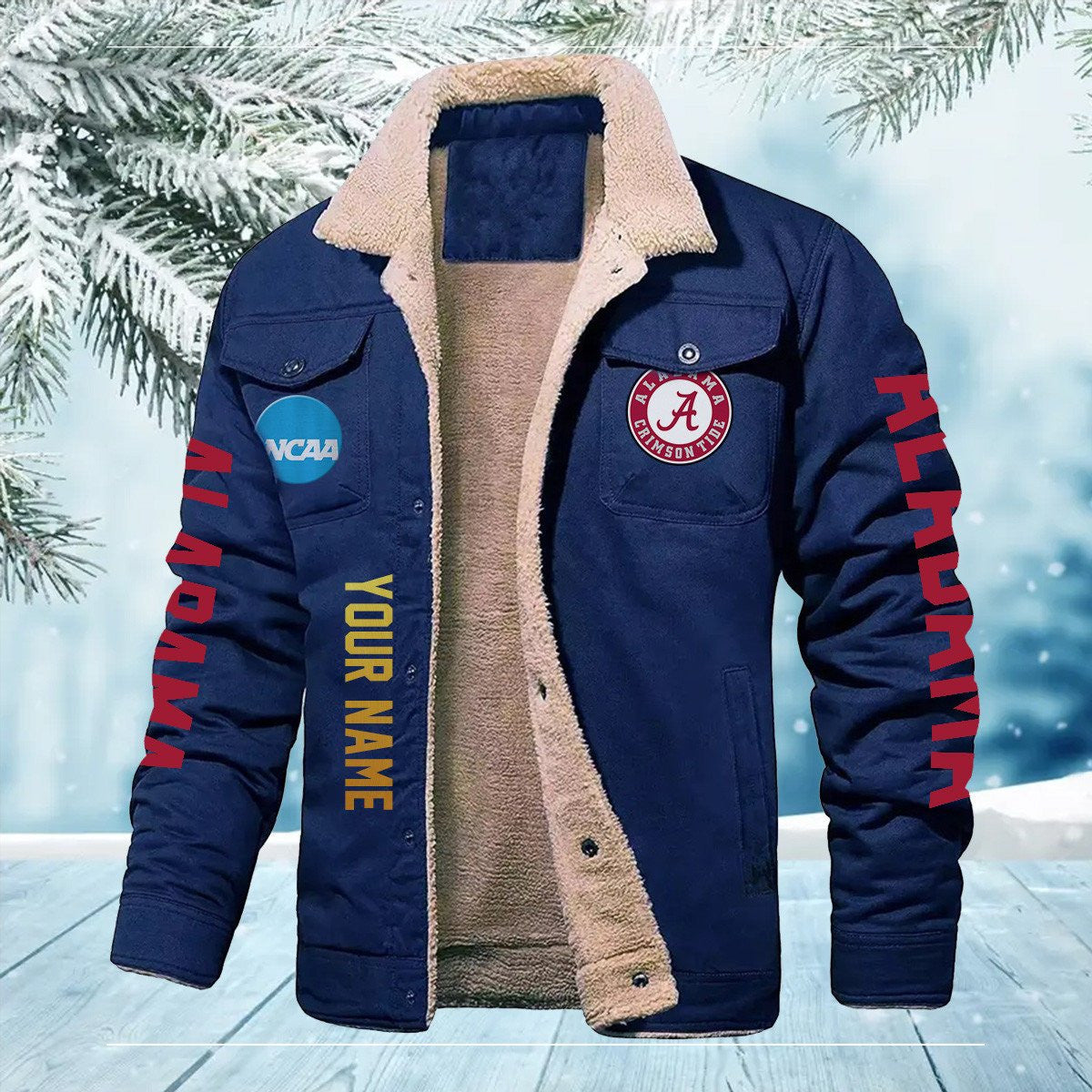 Alabama Crimson Tide New Personalized Winter Fleece Bomber Jacket AZBTWFBJ000007