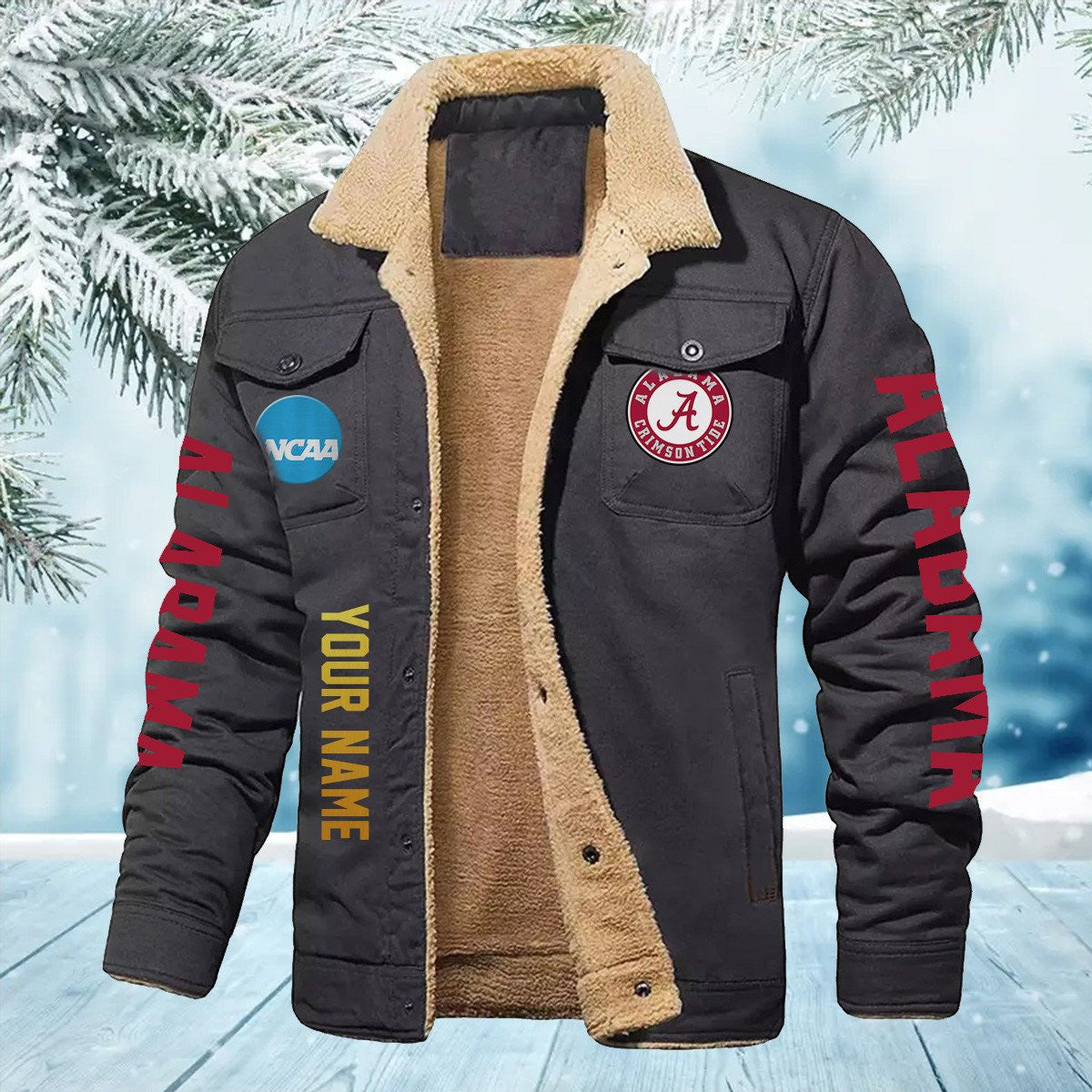 Alabama Crimson Tide New Personalized Winter Fleece Bomber Jacket AZBTWFBJ000007