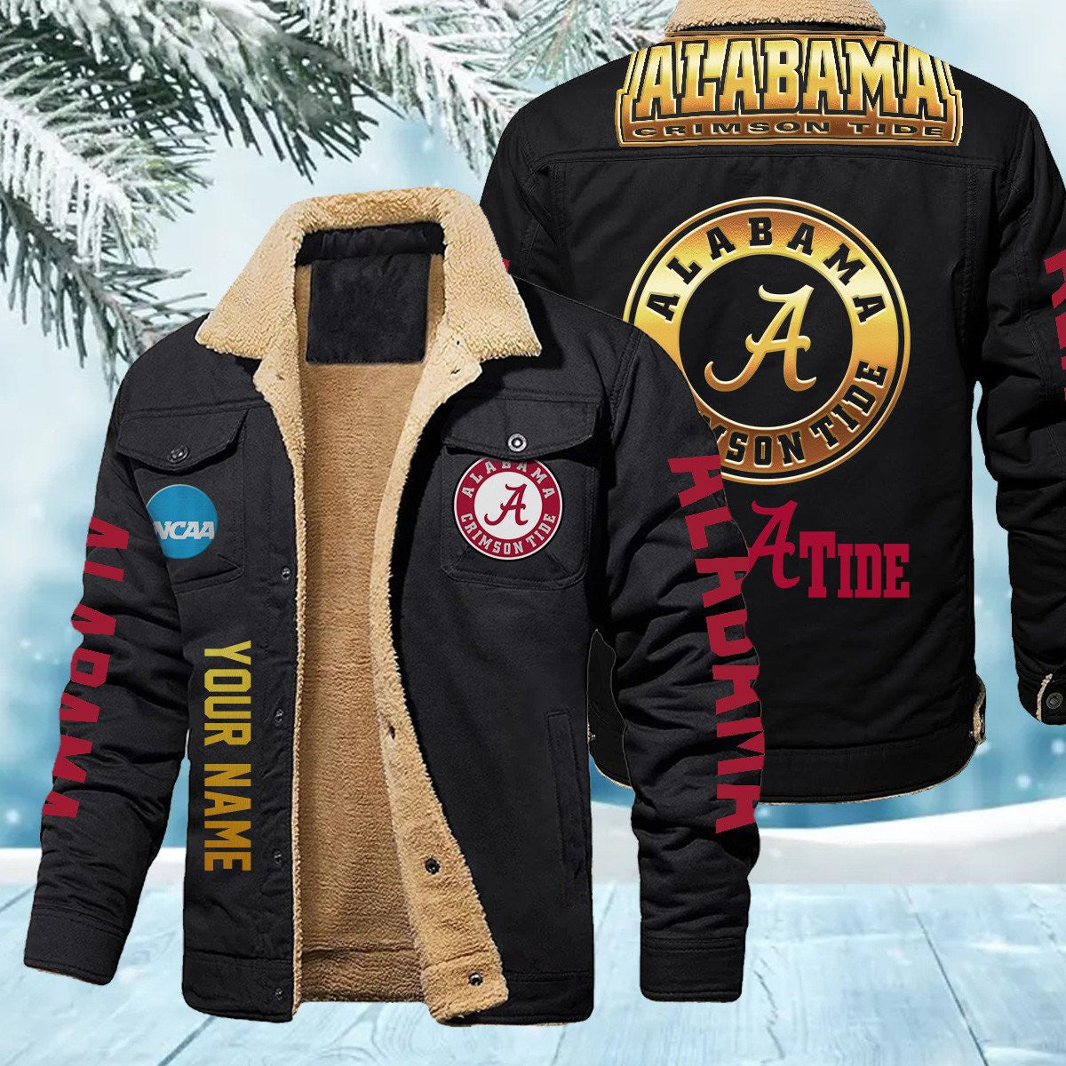 Alabama Crimson Tide New Personalized Winter Fleece Bomber Jacket AZBTWFBJ000007