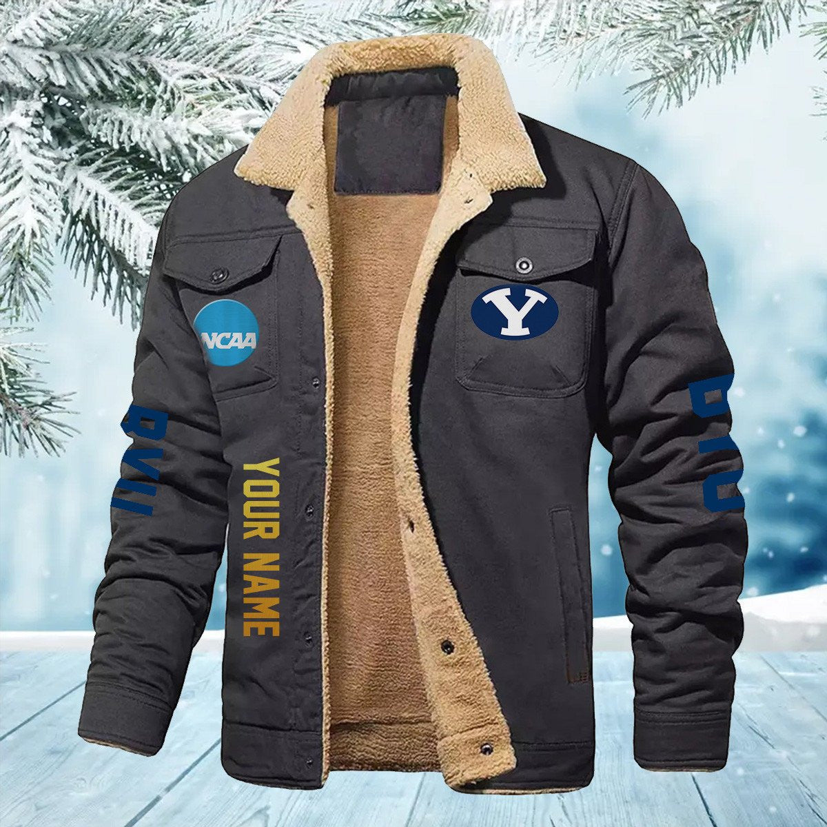 Byu Cougars New Personalized Winter Fleece Bomber Jacket AZBTWFBJ000011