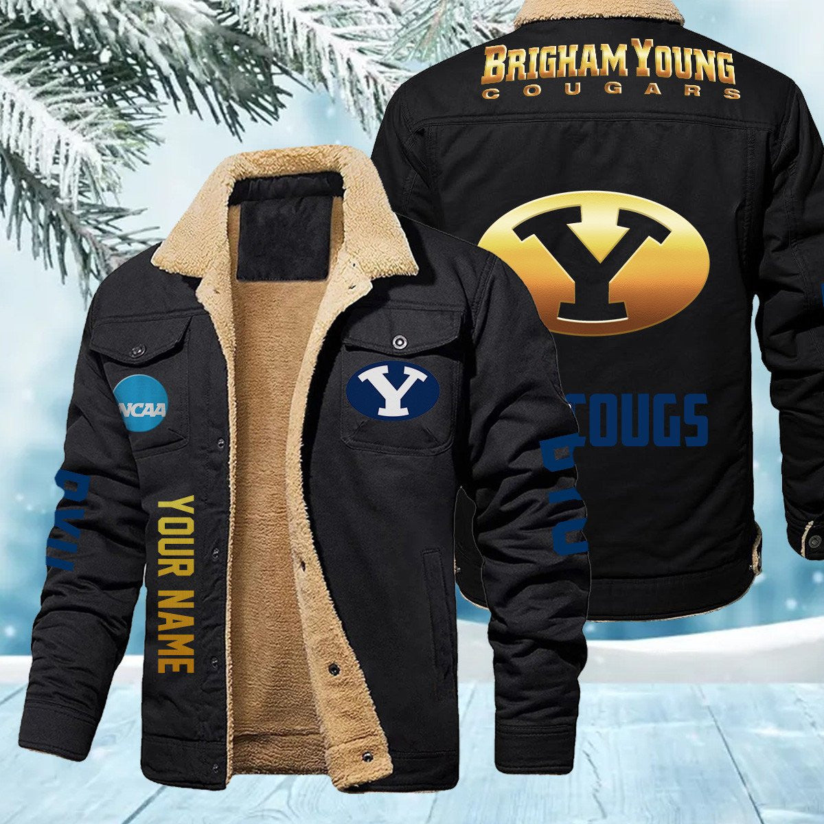 Byu Cougars New Personalized Winter Fleece Bomber Jacket AZBTWFBJ000011