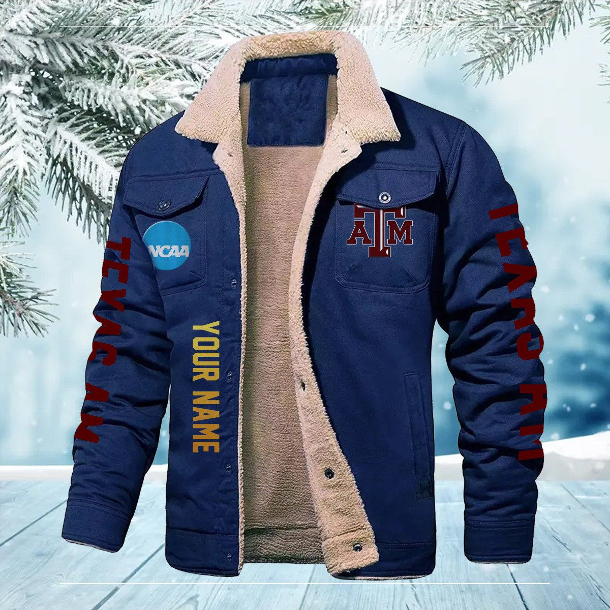 Texas A&M Gggies New Personalized Winter Fleece Bomber Jacket AZBTWFBJ000008