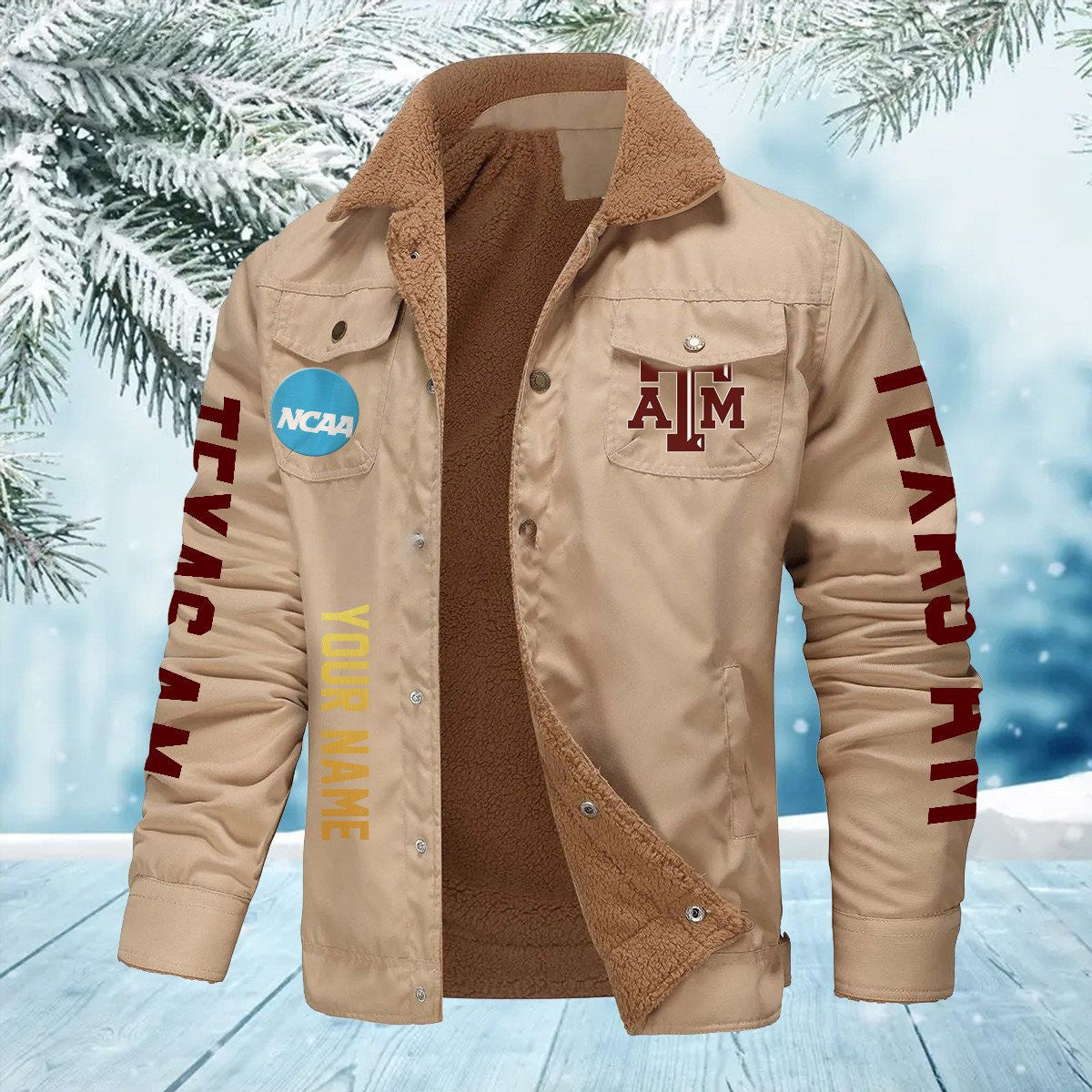 Texas A&M Gggies New Personalized Winter Fleece Bomber Jacket AZBTWFBJ000008