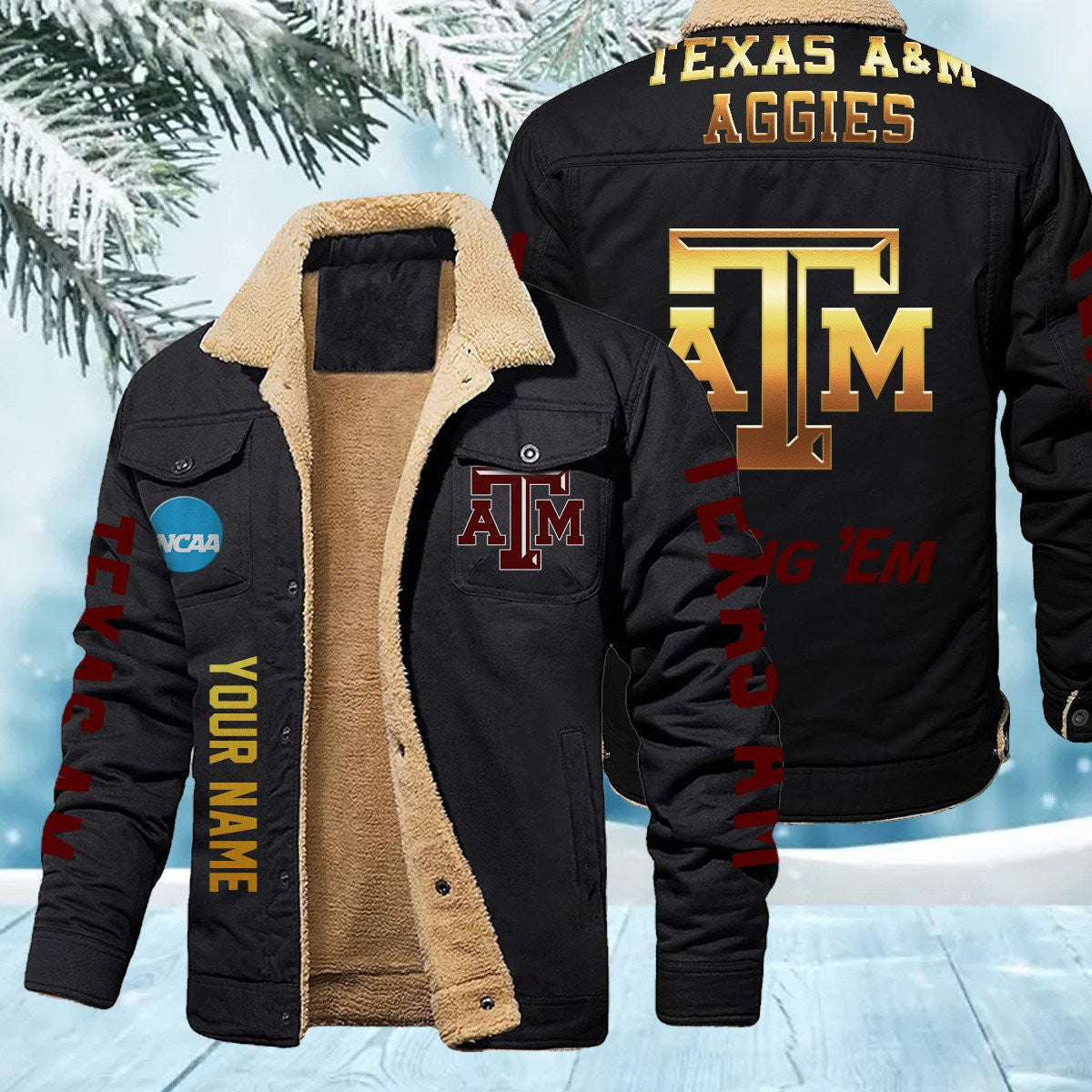 Texas A&M Gggies New Personalized Winter Fleece Bomber Jacket AZBTWFBJ000008