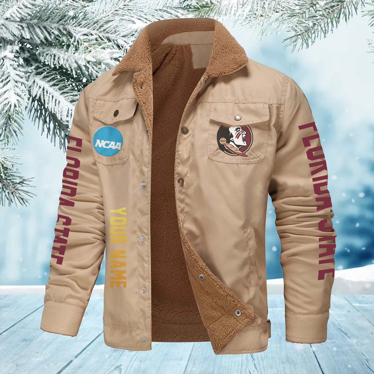 Florida State Seminoles New Personalized Winter Fleece Bomber Jacket AZBTWFBJ000014