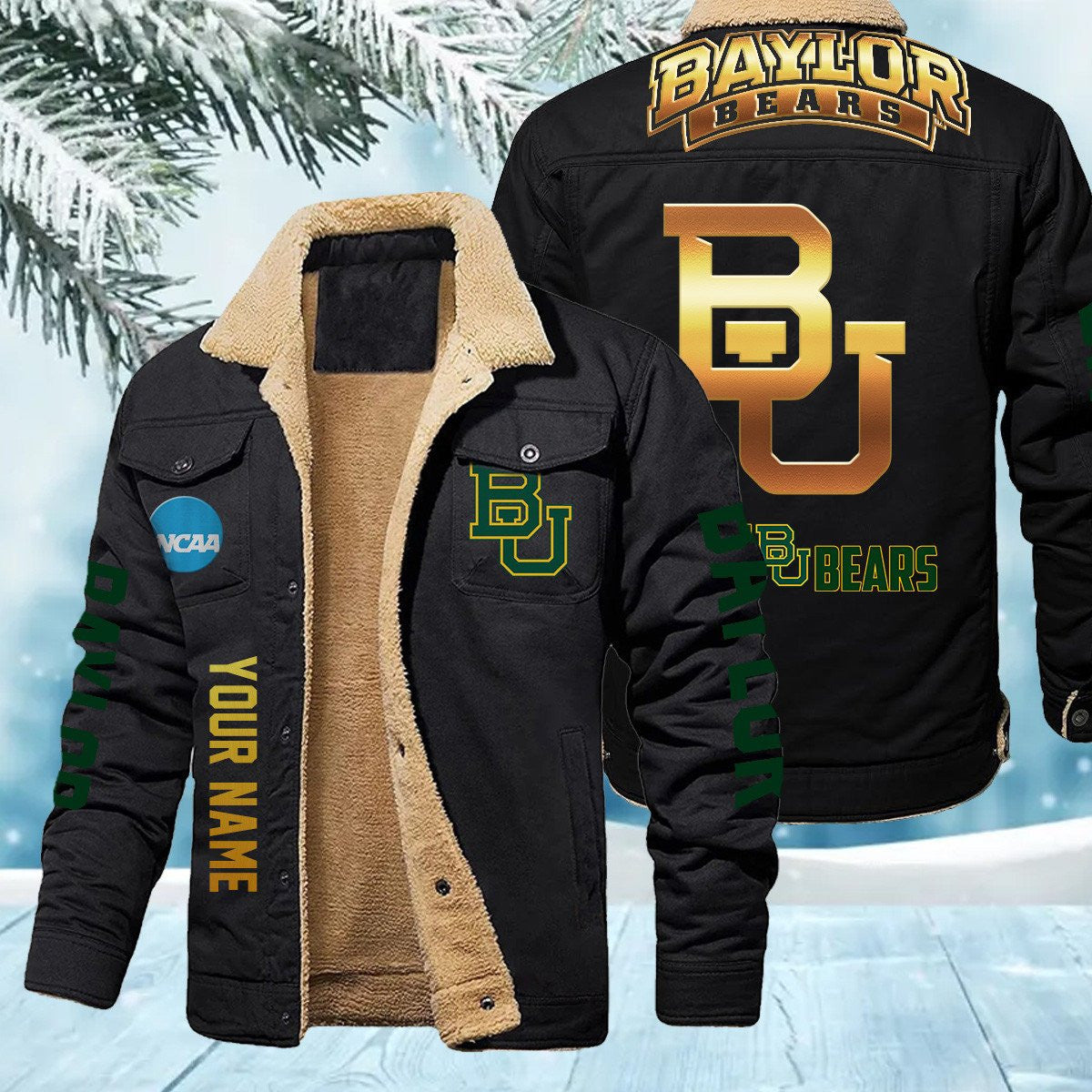 Baylor Bears New Personalized Winter Fleece Bomber Jacket AZBTWFBJ000020