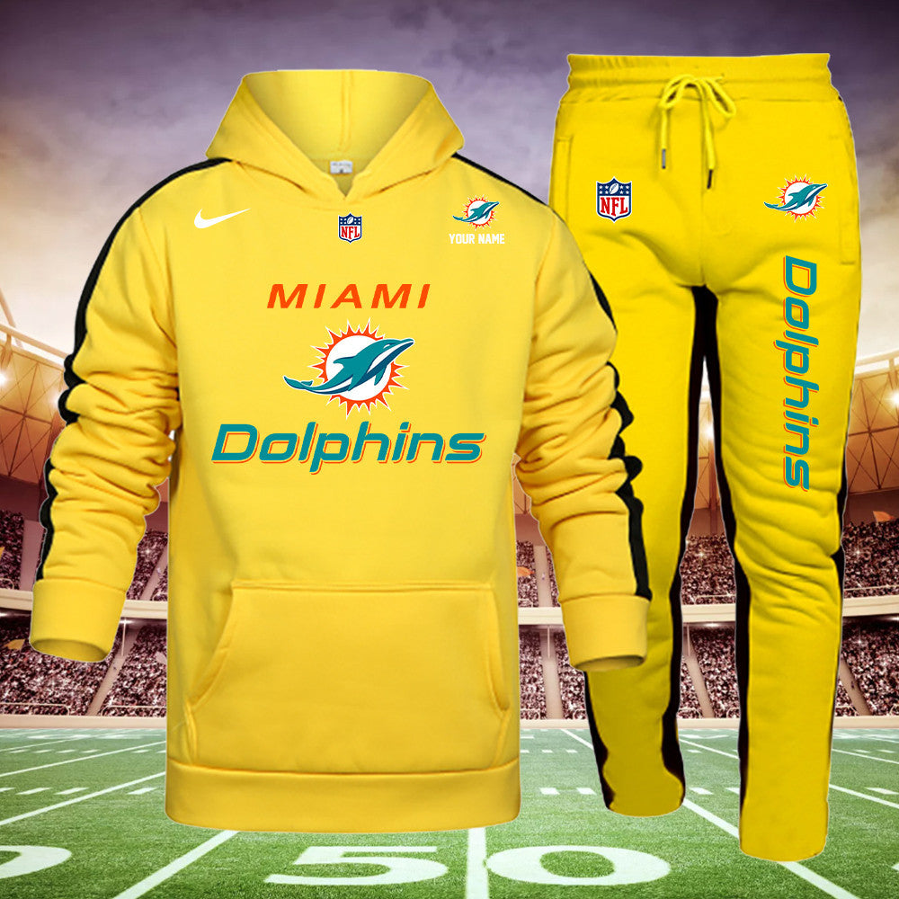 Miami Dolphins New Personalized Hoodie and Sweatpants Set AZBTHDS000028