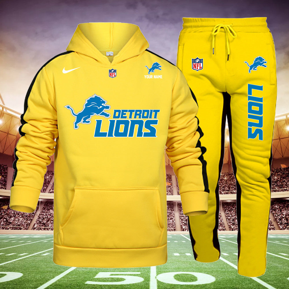 Detroit Lions New Personalized Hoodie and Sweatpants Set AZBTHDS000002
