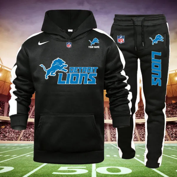 Detroit Lions New Personalized Hoodie and Sweatpants Set AZBTHDS000002