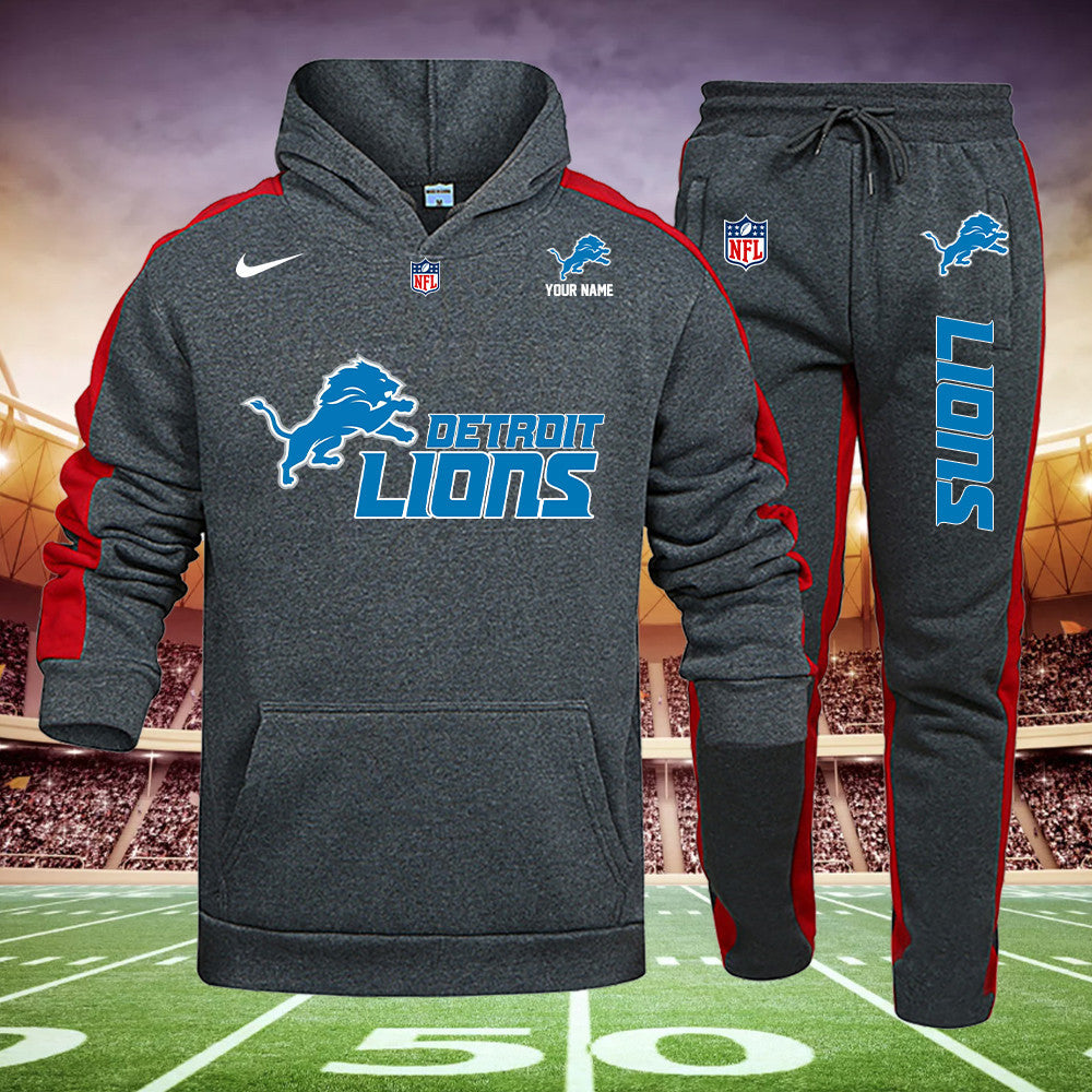 Detroit Lions New Personalized Hoodie and Sweatpants Set AZBTHDS000002