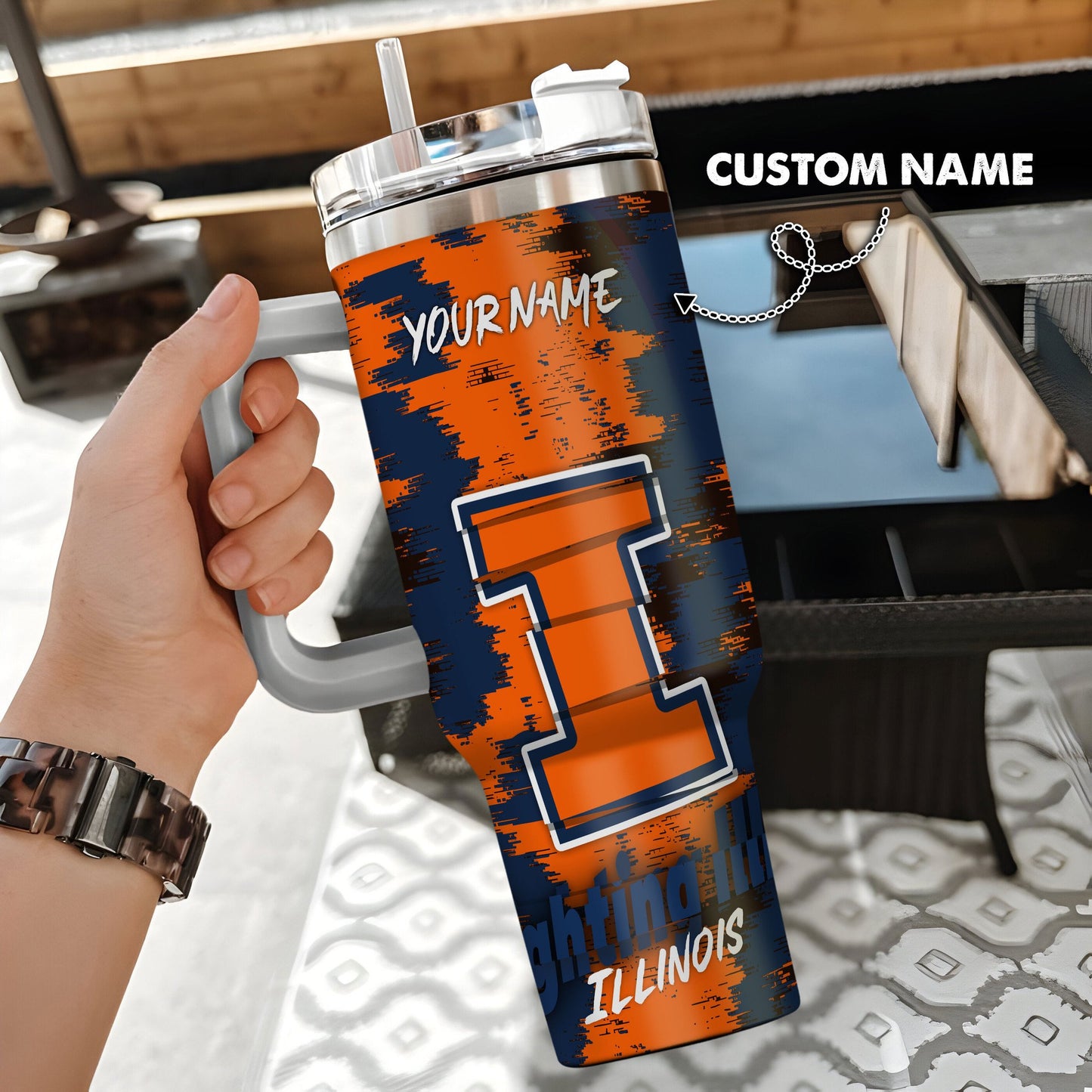Illinois Fighting Illini New Personalized 40oz Tumbler Limited Edition AZBT40OZ000065
