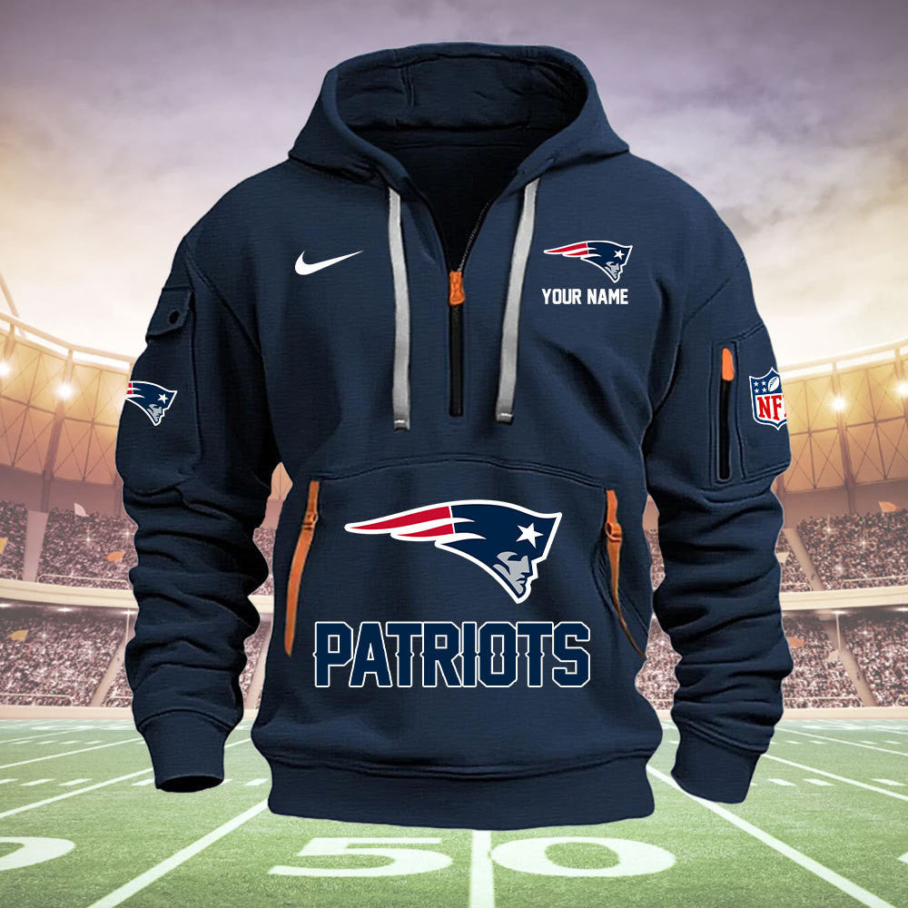 New England Patriots New Personalized Quarter Zip Hoodie Limited Edition  AZBTQZH000002
