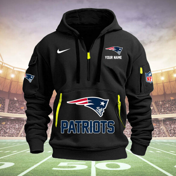 New England Patriots New Personalized Quarter Zip Hoodie Limited Edition  AZBTQZH000002